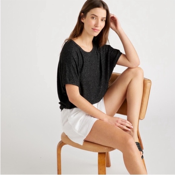 Quince Brushed Short Sleeve Lounge Tee Black - Picture 2 of 10